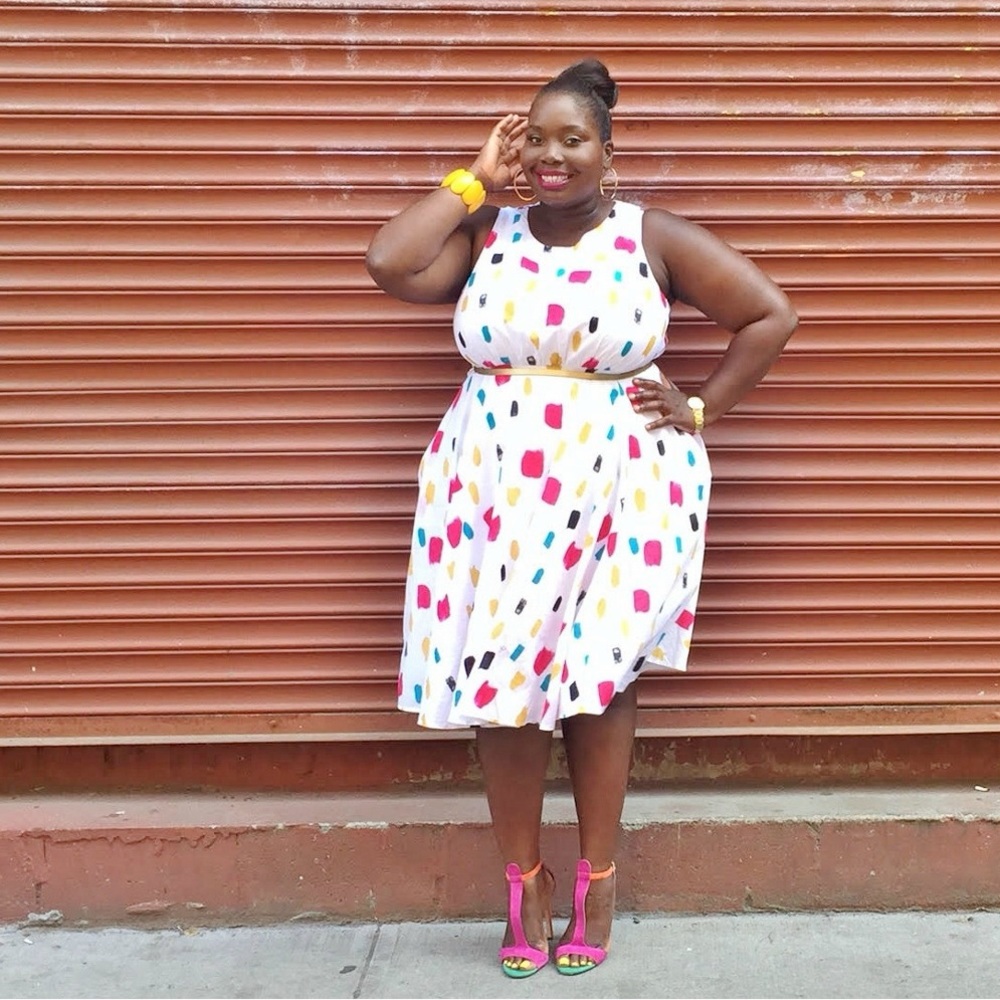 Plus Size ✨ Lane Bryant Confetti Multicolor Midi Dress with Pockets Size 26W